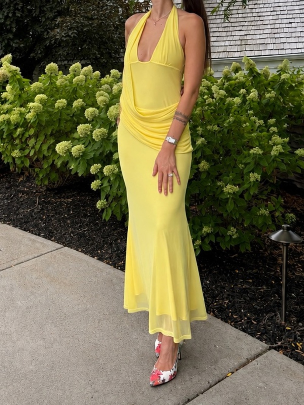 ASOS Yellow Halter Maxi Dress